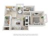 1 bed 1 bath floor plan.